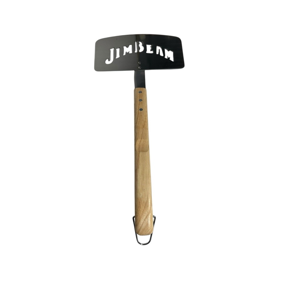 Jim Beam Stainless Steel BBQ Grilling Spatula Wood Handle‎ Die Cut Logo 19 Inch